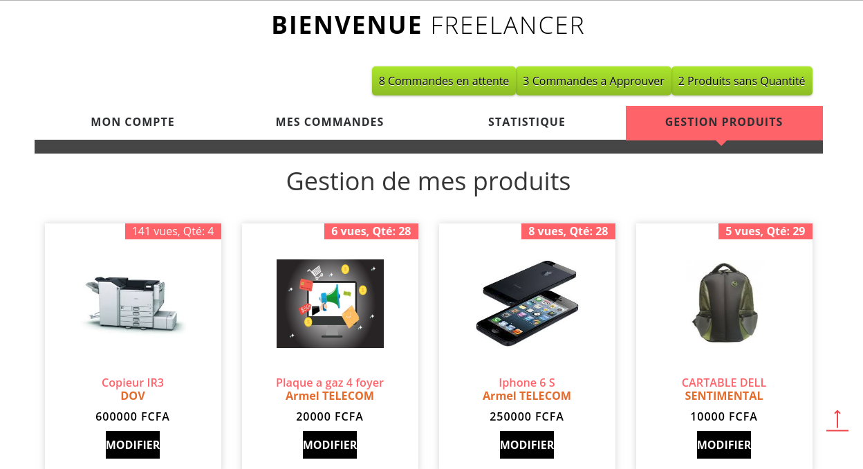 gestion du profil et annones clients